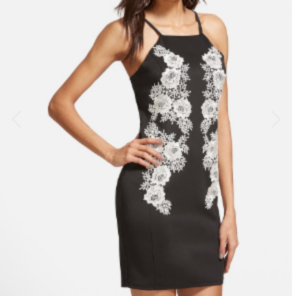 Crochet Flower Applique Sheath Cami Dress